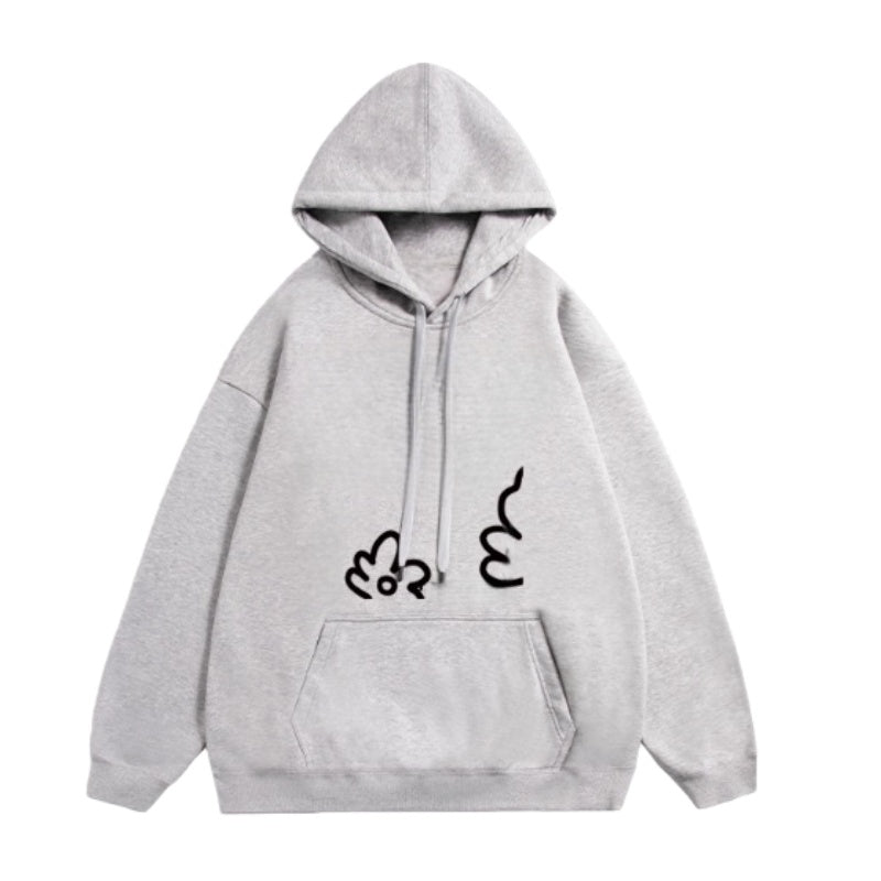 Hand-Painted Floral Grey Hoodie