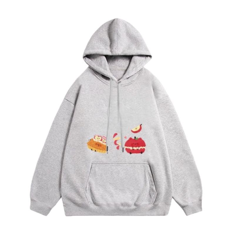 Grey Apple Print Comfort Hoodie