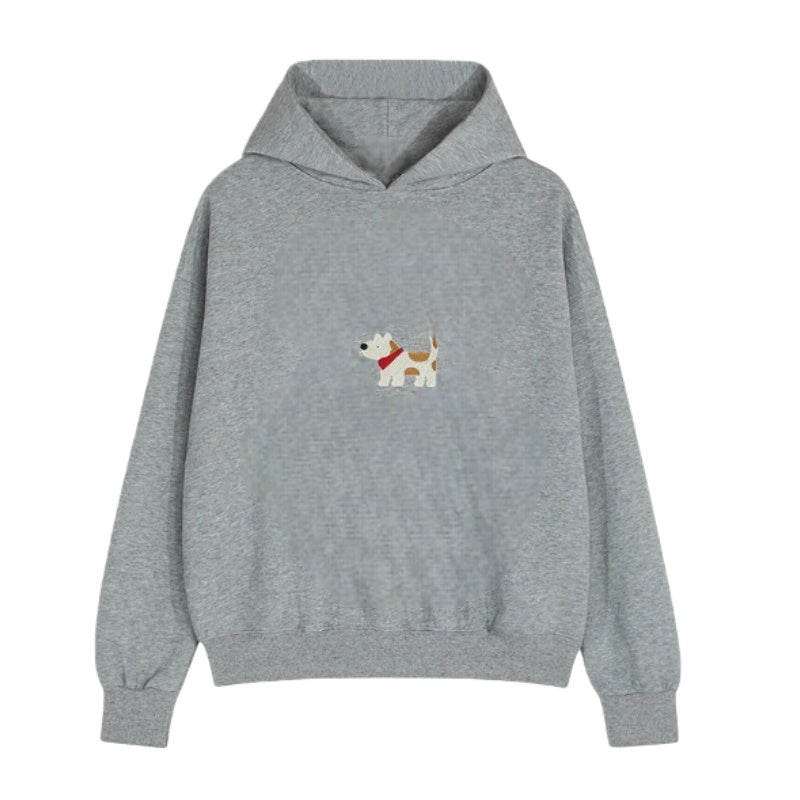 Gray Stylish Puppy Oversized Hoodie